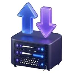 Ícone 3D de servidor com upload e download iguais